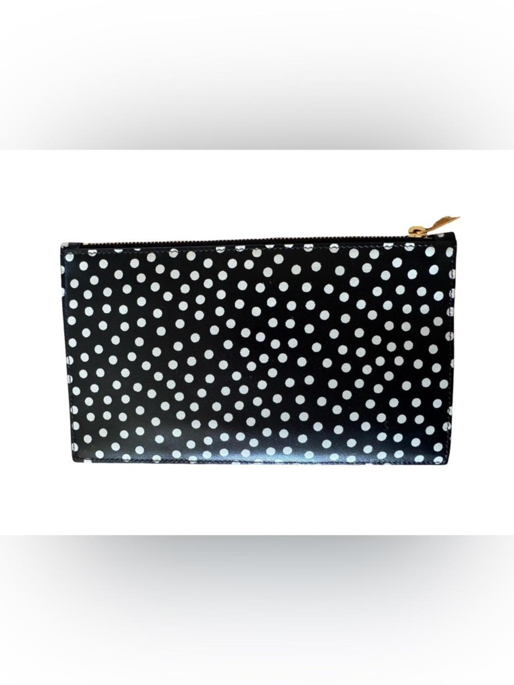 Authentic Saint Laurent Black Polka Dot YSL clutch with Gold Logo. Rare! - Picture 3 of 9